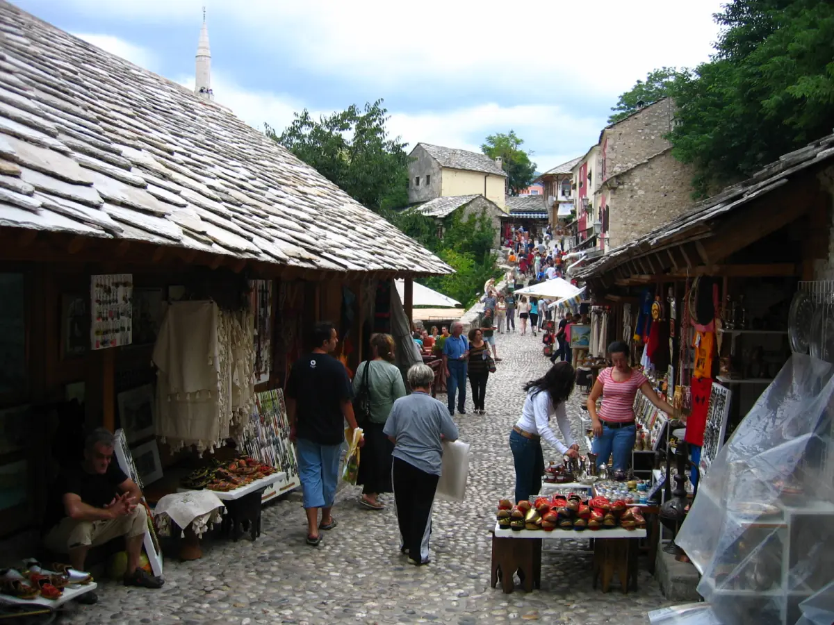 The bazaar near the Old Bridge in Mostar