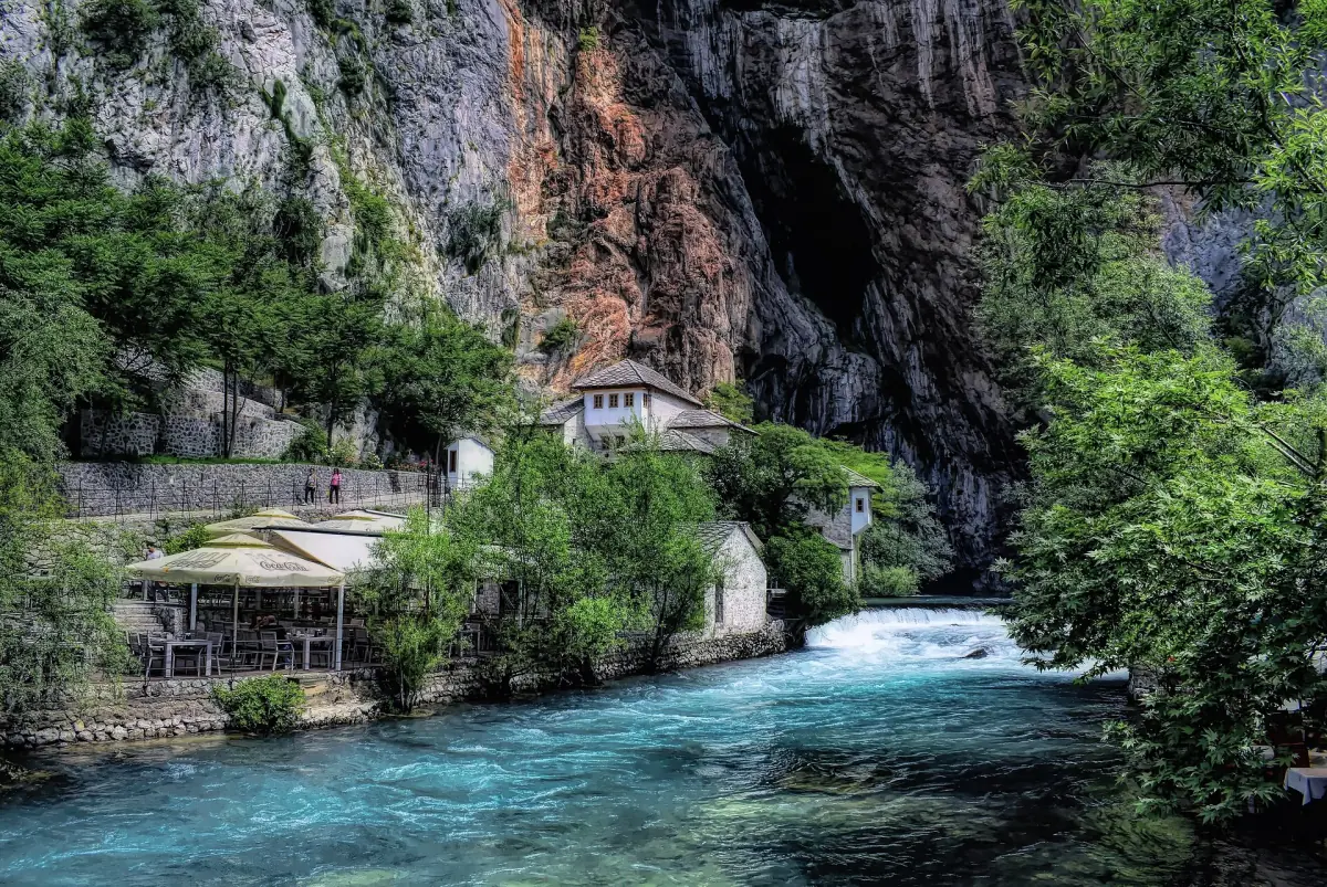The dervish house and the Buna river at Blagaj