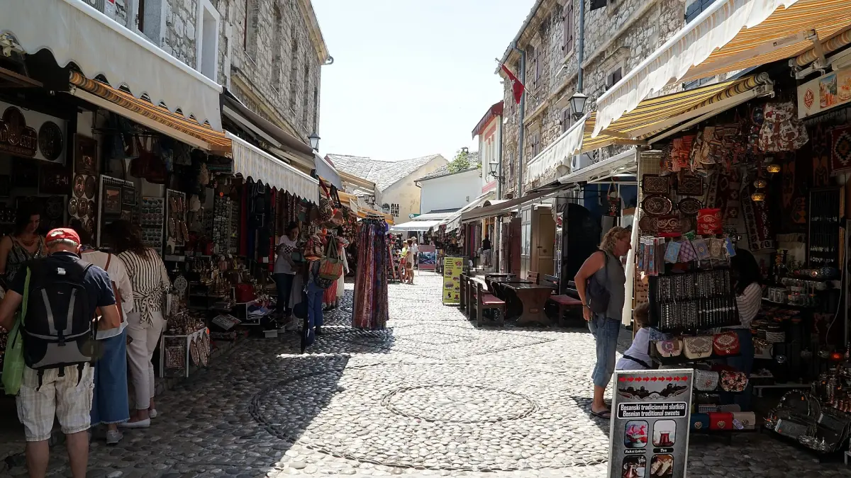 Shops along Kujundžiluk street in Mostar