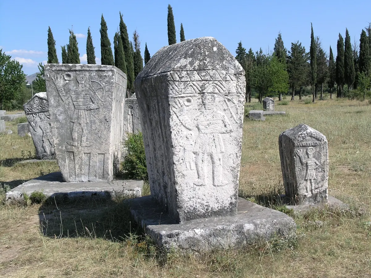 Carved medieval tombstones at Radimlja