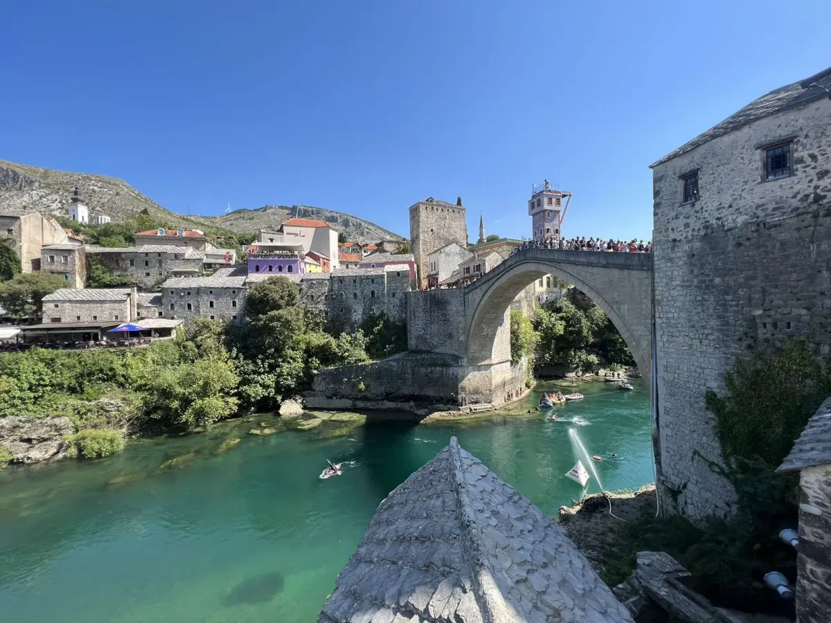 Stari Most seen from the riverbank