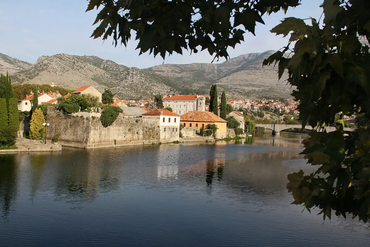 The walls of Trebinje's old town on the river